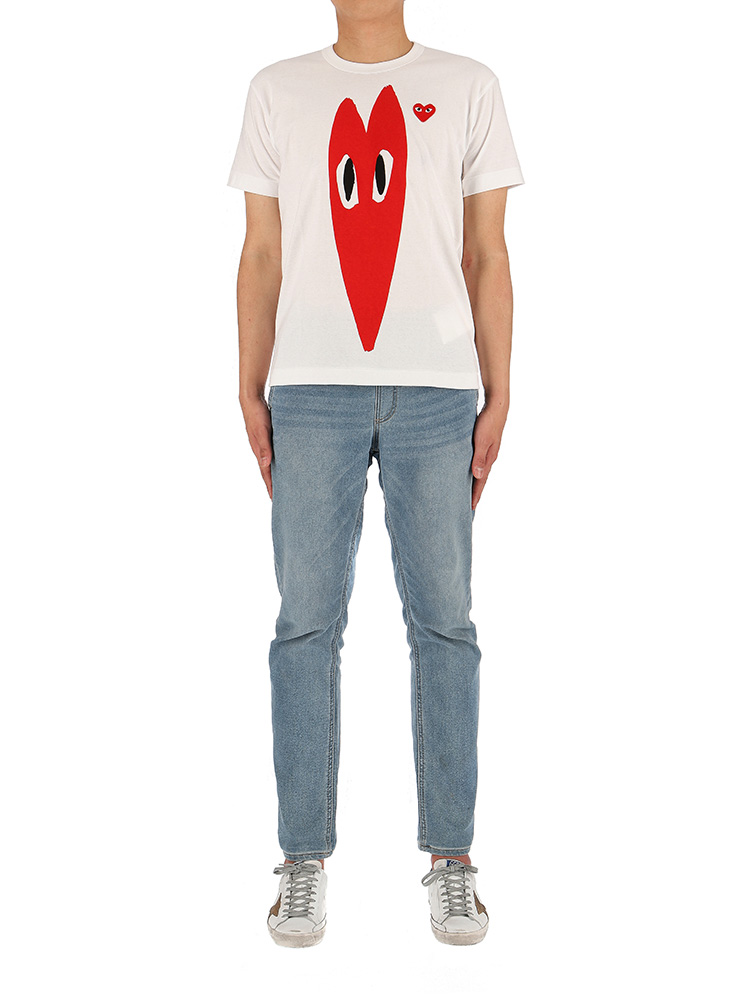 アウトドア 登山用品 꼼데가르송] (P1T224 WHITE) 남성 반팔 티셔츠_Comme des Garçons