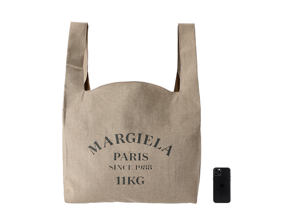 トートバッグ Maison Margiela (S35WC0078 PR190 T2070) Unisex Tote Bag PAUSE or Skip: Maison Margiela Premium Leather Logo-Print